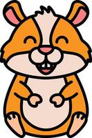 A cartoon hamster sitting on its back with its eyes closed vector