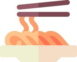 A bowl of noodles with chopsticks on top vector