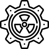 A black and white image of a gear wheel with a nuclear symbol vector