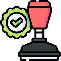 A stamp with a check mark and a red button vector