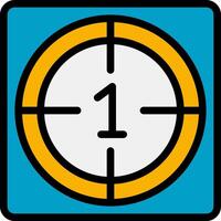 A blue and yellow square with a number one on it vector