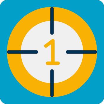 A yellow and blue button with the number one on it vector