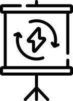 A presentation screen with an arrow pointing up vector