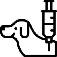 A dog with an injection in its mouth vector