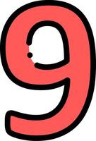 A red number 9 with a black dot in the middle vector