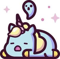 A cartoon unicorn with a ghost on its head vector