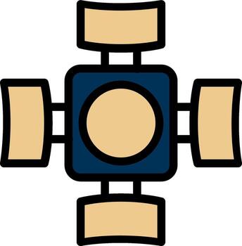 A cube with four chairs and a table vector