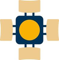 A square table with four chairs and a yellow circle vector