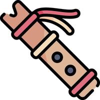 A wooden flute with a pink cord vector
