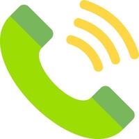 A green phone with a yellow ring vector
