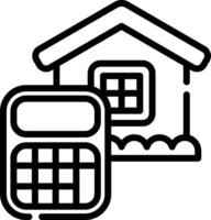 A house and calculator icon on a white background vector