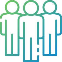 A group of people with a blue and green outline vector