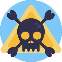 A skull and crossbones icon on a blue circle vector