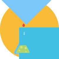 A blue and yellow circle with a red liquid in it vector