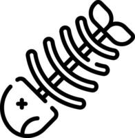 A black and white illustration of a fish skeleton vector