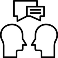 Two heads with speech bubbles and a speech bubble icon vector