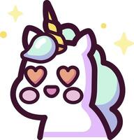A cartoon unicorn with a heart on its head vector