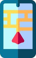 A phone with a red nose and a yellow arrow vector