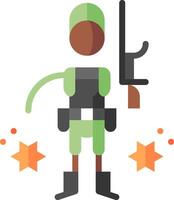 A cartoon soldier holding a gun and pointing at stars vector