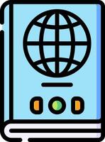 A book with a globe icon on it vector