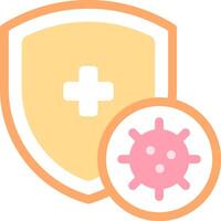 A shield with a cross and a virus icon vector