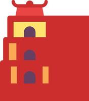 A red building with a chinese flag on it vector
