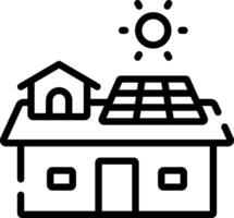A solar panel on a house with a sun on top vector