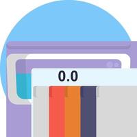 A colorful graphic of a clock with a number 0 0 vector