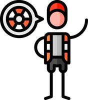 A man with a life vest and a wheel vector