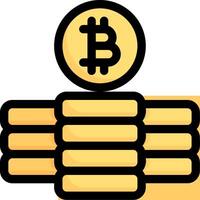 Bitcoin icon with stacks of coins vector