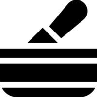 A black and white image of a bowl with a spoon vector
