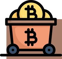 Bitcoin in a bucket icon vector