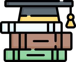 Graduation cap icon with books and mortar board vector