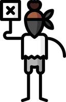 A cartoon man holding up a sign with an x vector
