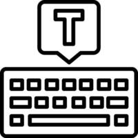 A black and white icon of a keyboard and a letter t vector