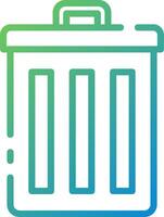 A trash can icon with a green and blue color scheme vector