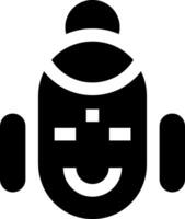 A black and white icon of a smiling buddha vector