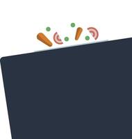 A black box with vegetables and carrots on it vector
