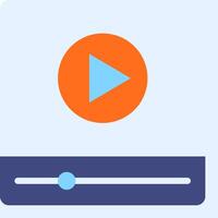 A player icon with a blue and orange play button vector
