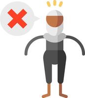 A cartoon man in a black suit with a red cross over his head vector