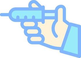A hand holding a syringe and pointing it at a person vector