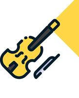 A violin and a knife are shown in a line icon vector