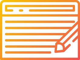 A pencil and paper icon on an orange background vector