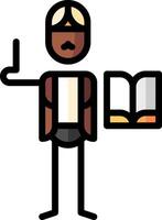 A man holding a book and a pencil vector