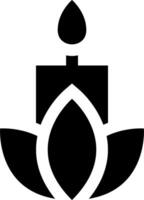 A black and white logo of a candle and lotus flower vector