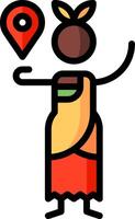 A woman holding a map marker in her hand vector