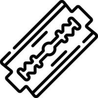 A razor blade is shown in a line drawing vector