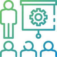 A group of people with a presentation on a white background vector
