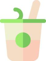 A cup with a spoon and a green fruit in it vector