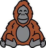 An image of a cartoon orangutan sitting down vector